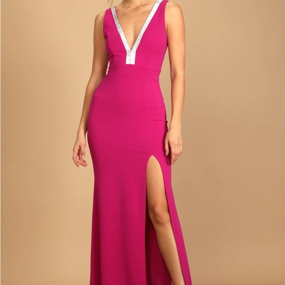 Elegant Magenta Mermaid Maxi Dress